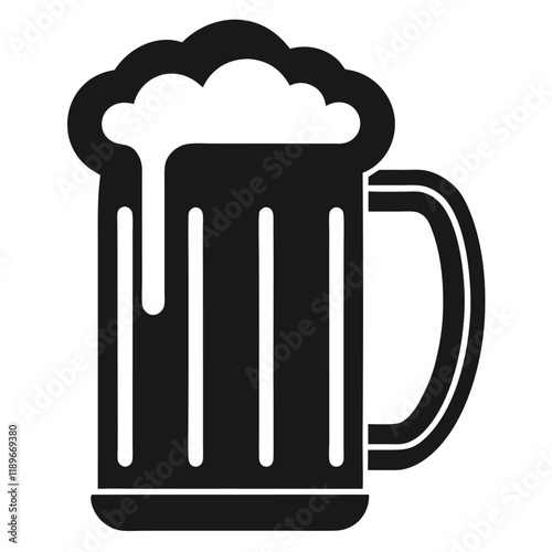 Beer Mug Silhouettes Icon, St. Patrick’s Day Silhouette, Pub Drink Symbol, Irish Festival Clipart, Holiday Beverage Illustration, Frothy Beer Icon, Isolated Vector, Flat Design Graphic