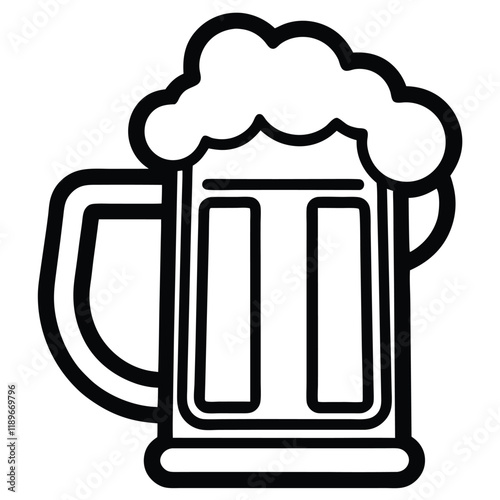 Beer Mug Silhouettes Icon, St. Patrick’s Day Silhouette, Pub Drink Symbol, Irish Festival Clipart, Holiday Beverage Illustration, Frothy Beer Icon, Isolated Vector, Flat Design Graphic
