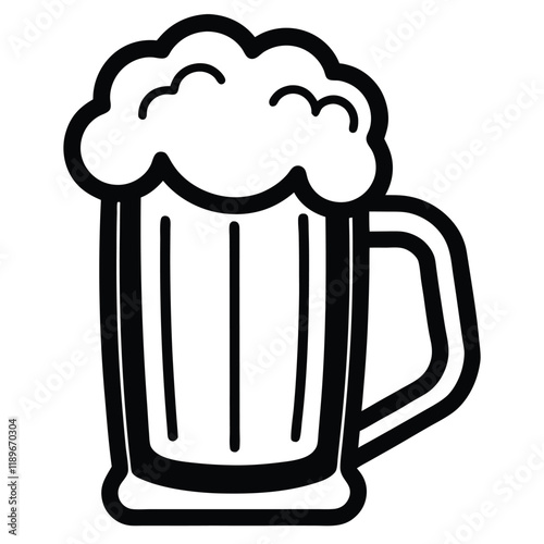 Beer Mug Silhouettes Icon, St. Patrick’s Day Silhouette, Pub Drink Symbol, Irish Festival Clipart, Holiday Beverage Illustration, Frothy Beer Icon, Isolated Vector, Flat Design Graphic