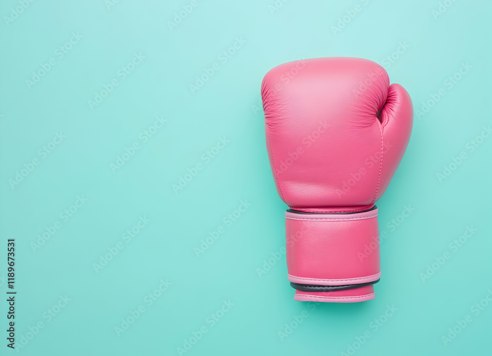 Pink Boxing Glove on Aqua Background: A Symbol of Strength and Determination Pink Boxing Glove on Aqua Background: A Symbol of Strength and Determination