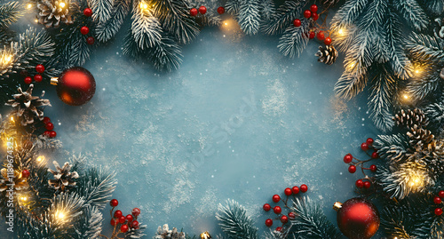 Festive Christmas Border: A Winter Wonderland of Lights and Ornaments