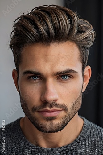 Portrait of handsome man with stylish hairstyle
