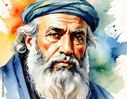 Abstract Watercolor of Hosea Hebrew prophet, was the son of Beeri . Hosea is one of the twelve minor prophets in the Hebrew Bible and the Christian Old Testament