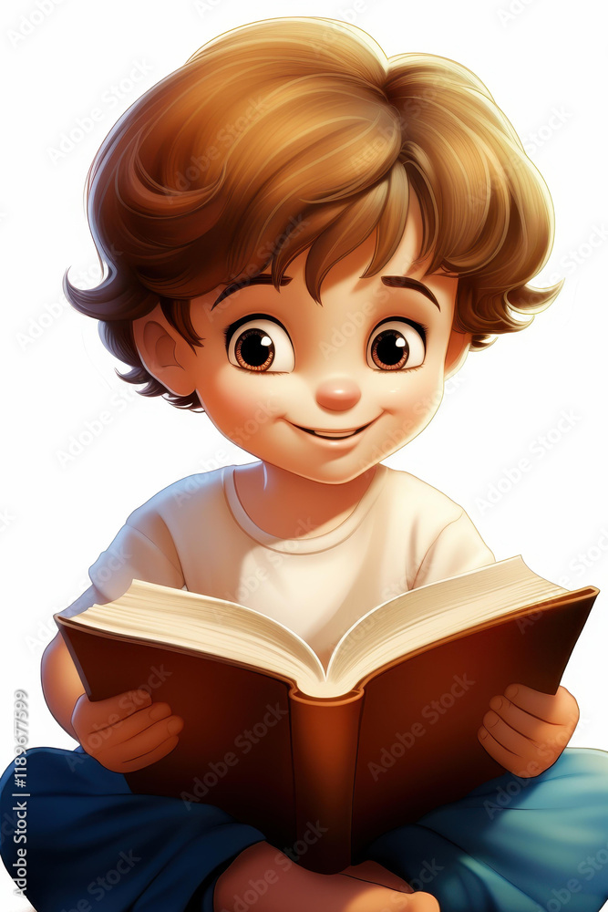 A stylish young boy engrossed in reading a book against a clean white backdrop, blending charm and curiosity effortlessly. A stylish young boy engrossed in reading a book against a clean white backdrop, blending charm and curiosity effortlessly.