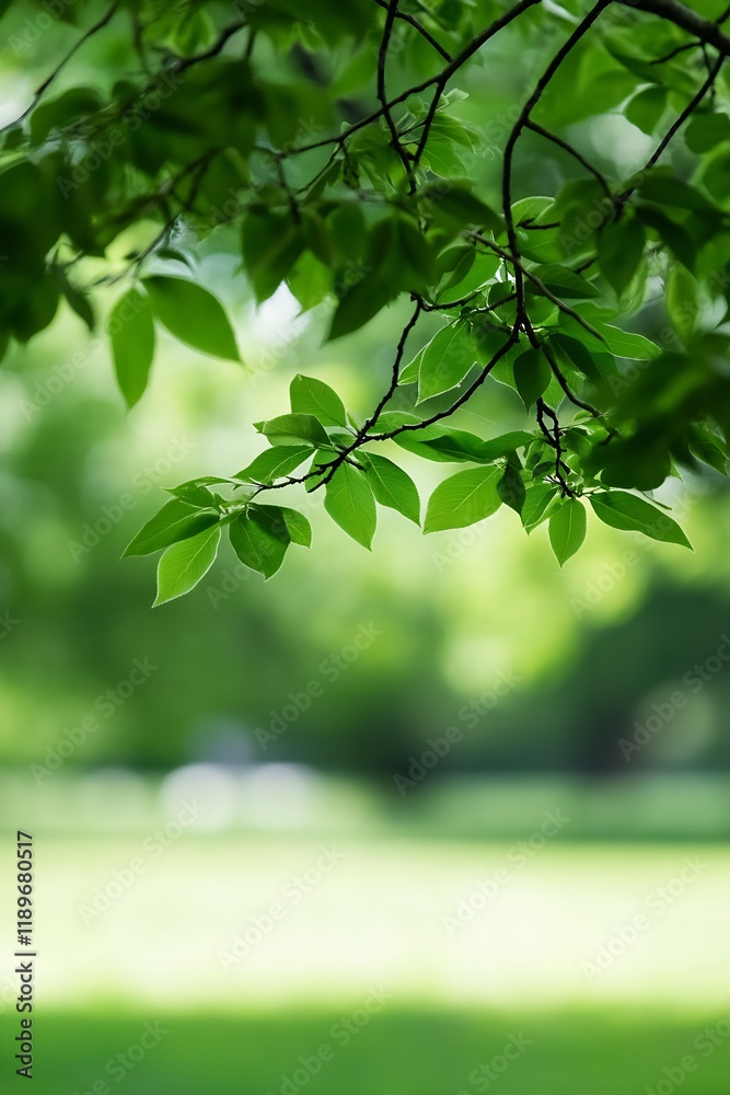 Fresh Green Leaves in Sunlit Forest Setting Close Up : Generative AI Fresh Green Leaves in Sunlit Forest Setting Close Up : Generative AI