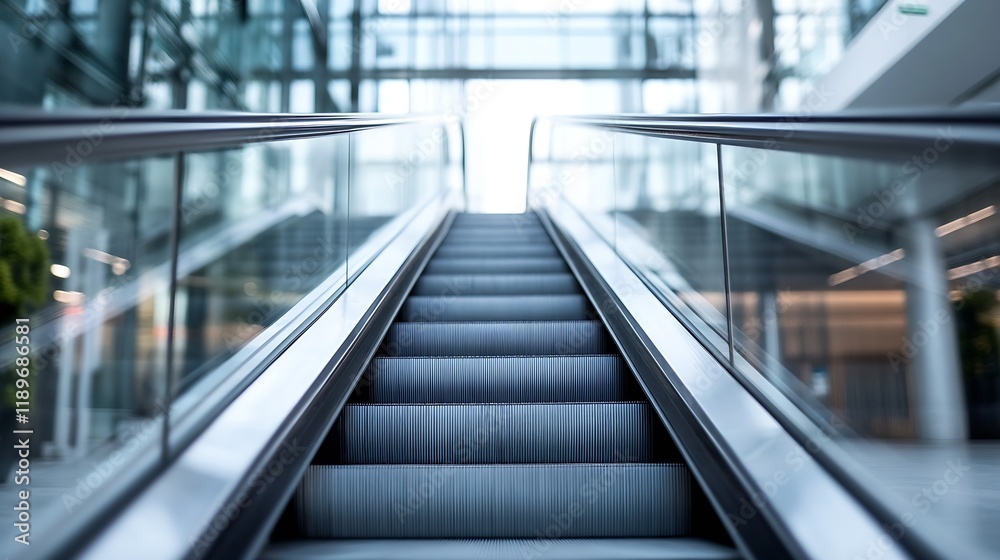 Modern Indoor Escalator with Sleek Architectural Design in Urban Business Center Clean Symmetry : Generative AI Modern Indoor Escalator with Sleek Architectural Design in Urban Business Center Clean Symmetry : Generative AI
