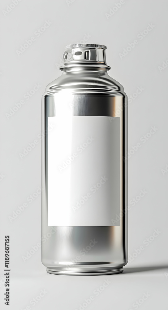 Sleek Silver Can Mockup: Blank Label, Studio Shot Sleek Silver Can Mockup: Blank Label, Studio Shot