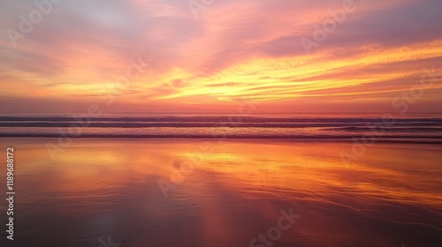 Fiery Sunset over Ocean Beach