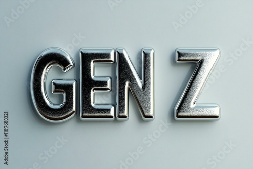 Metallic text of Gen Z on a light background