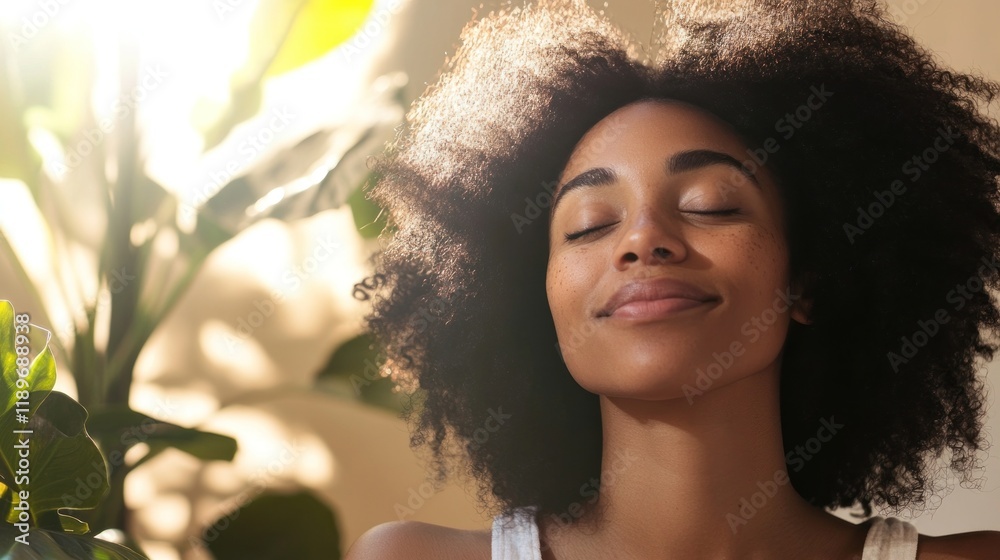 Serene Woman Finding Peace in Sunlight Serene Woman Finding Peace in Sunlight
