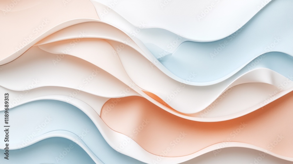 Obraz premium Abstract Pastel Waves: A Serene Digital Artwork