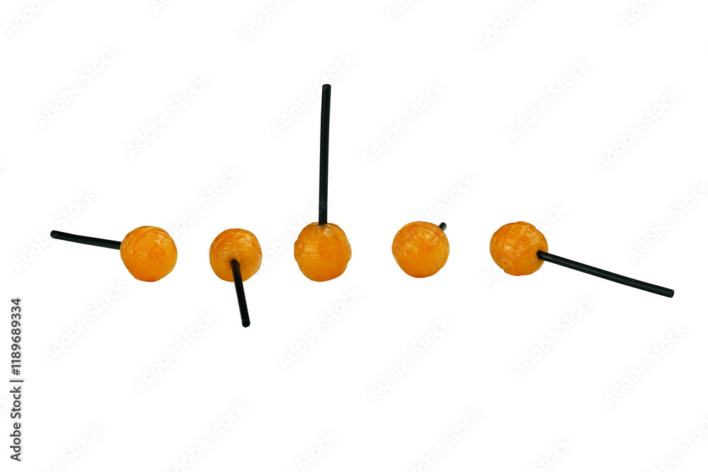 Orange lollipops isolated on transparent background, full depth of field. Png and Jpg image. Orange lollipops isolated on transparent background, full depth of field. Png and Jpg image.