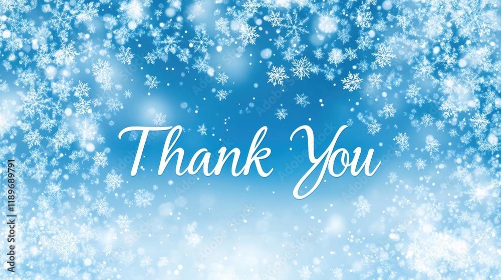 A beautifully designed thank you banner adorned with delicate snowflakes against a calming blue backdrop, capturing the essence of Thank You Day in winter A beautifully designed thank you banner adorned with delicate snowflakes against a calming blue backdrop, capturing the essence of Thank You Day in winter