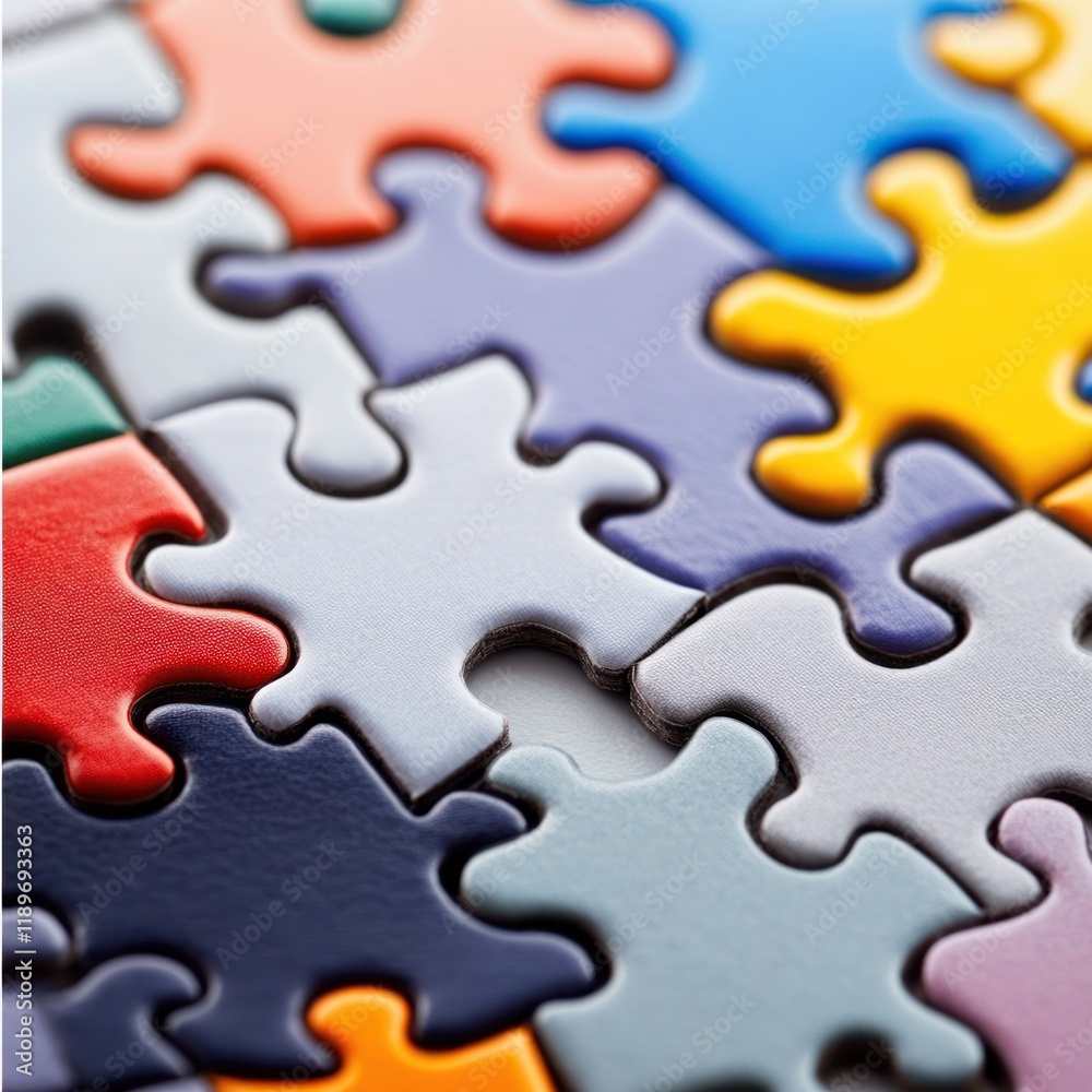 Colorful Puzzle Pieces Interlocking: A Close-Up View of a Jigsaw Puzzle's Intricate Detail Colorful Puzzle Pieces Interlocking: A Close-Up View of a Jigsaw Puzzle's Intricate Detail