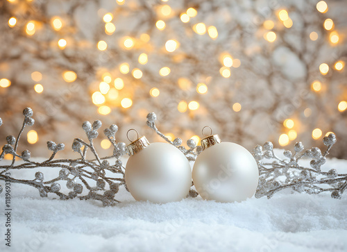 Elegant Christmas Ornaments in Winter Wonderland photo