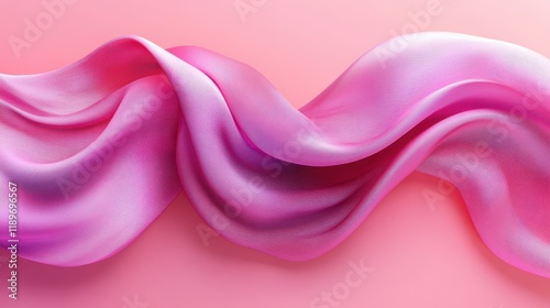 Flowing pink fabric waves on soft pink background