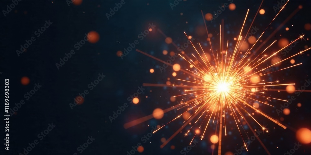 Obraz premium A radiant burst of fiery sparks ignites the darkness, a dazzling spectacle of light and energy