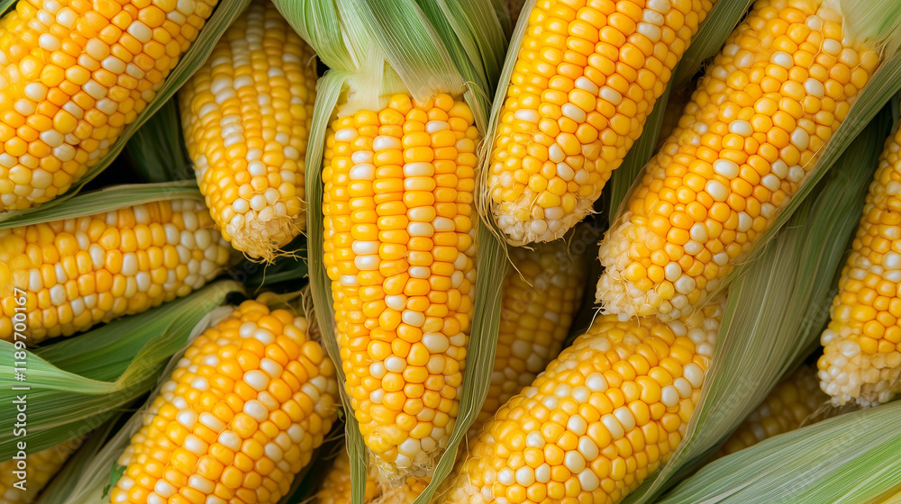 Corn on cob stacked with husks Corn on cob stacked with husks
