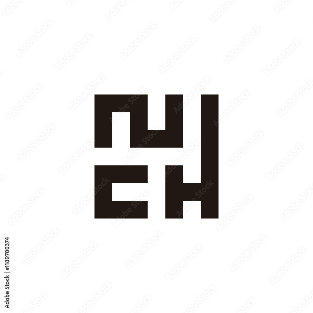 Fototapeta premium Letter c, N and H square geometric symbol simple logo vector