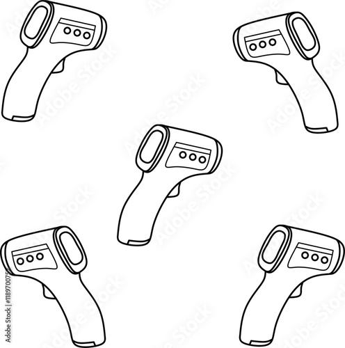 icon vector termoguns design, with various design shapes, with a hand drawn black outline style for medical. 