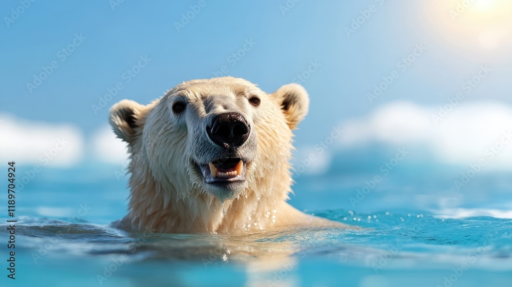 Polar bear gliding through crystal waters of a warming Arctic Polar bear gliding through crystal waters of a warming Arctic