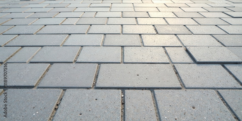 Fototapeta premium A Perspective View of a Newly Constructed Pavement Composed of Interlocking Gray Concrete Paving Stones