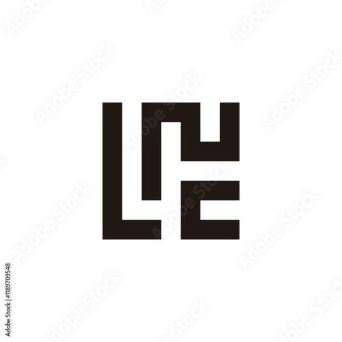 Letter L, N and c square geometric symbol simple logo vector