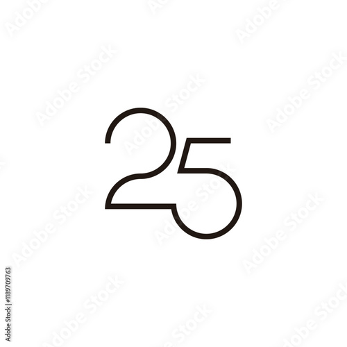 Number 25 combination geometric symbol simple logo vector