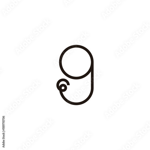 Letter g number 6 connect geometric symbol simple logo vector