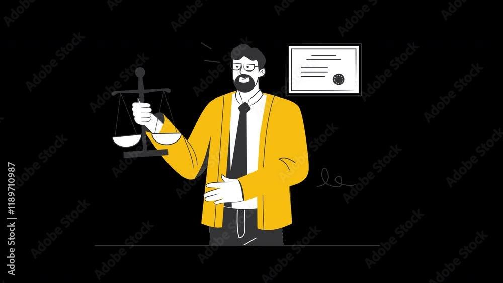 A professional holding scales of justice, representing law and fairness in a modern style. A professional holding scales of justice, representing law and fairness in a modern style.