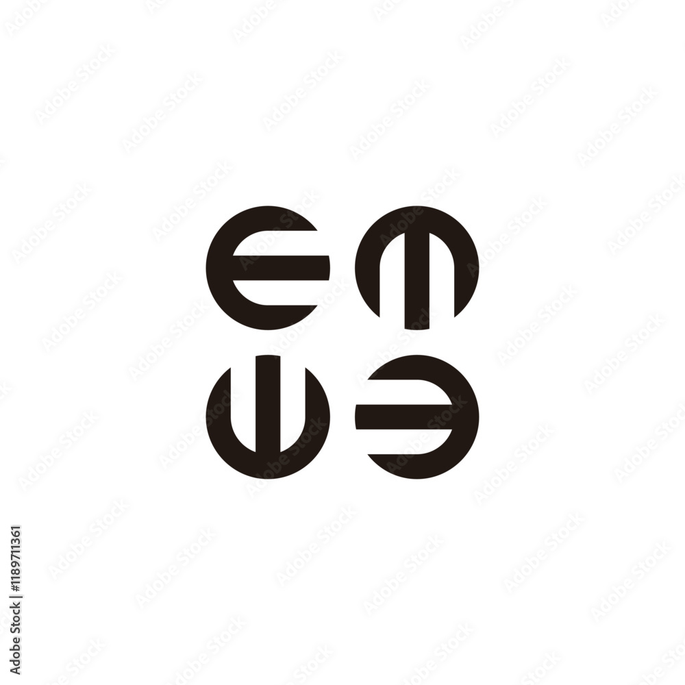 Four letters E, circles geometric symbol simple logo vector Four letters E, circles geometric symbol simple logo vector