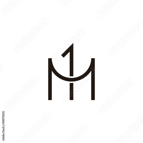 Letter m number 1 combination geometric symbol simple logo vector