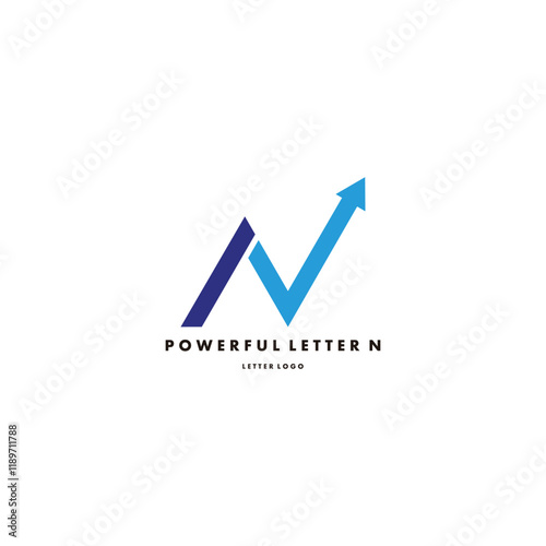 Letter N power, up, graphic geometric symbol simple logo vector photo