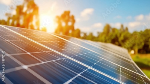 Expansive solar farm harnesses sunlight for renewable energy production photo