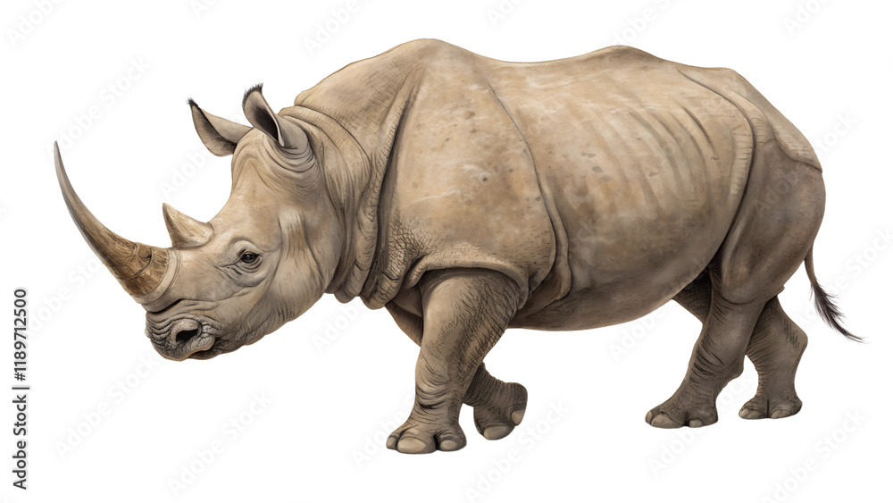 Obraz premium rhinoceros from the side isolated on white background