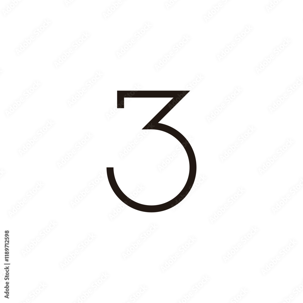 Number 3 simple, geometric symbol simple logo vector Number 3 simple, geometric symbol simple logo vector