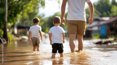 Families reconnect in rising waters after devastating flood event photo