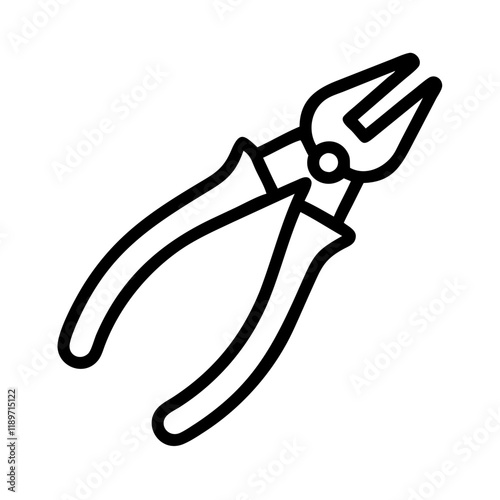 Simple line drawing of a pair of pliers.