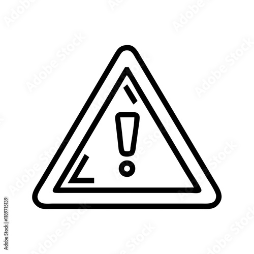 Exclamation mark in triangle warning icon line art symbol.