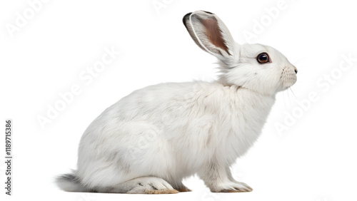 white rabbit from the side isolated on transparent background