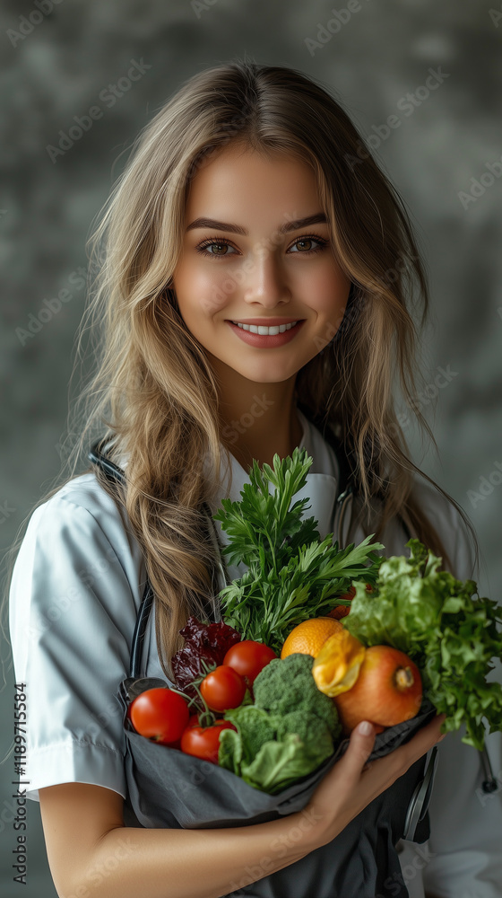 Photo of women's nutritionist, soft light, natural tone, white background, female dietitian image, rich details, clear visibility, photo realism, healthy lifestyle symbol. Photo of women's nutritionist, soft light, natural tone, white background, female dietitian image, rich details, clear visibility, photo realism, healthy lifestyle symbol.