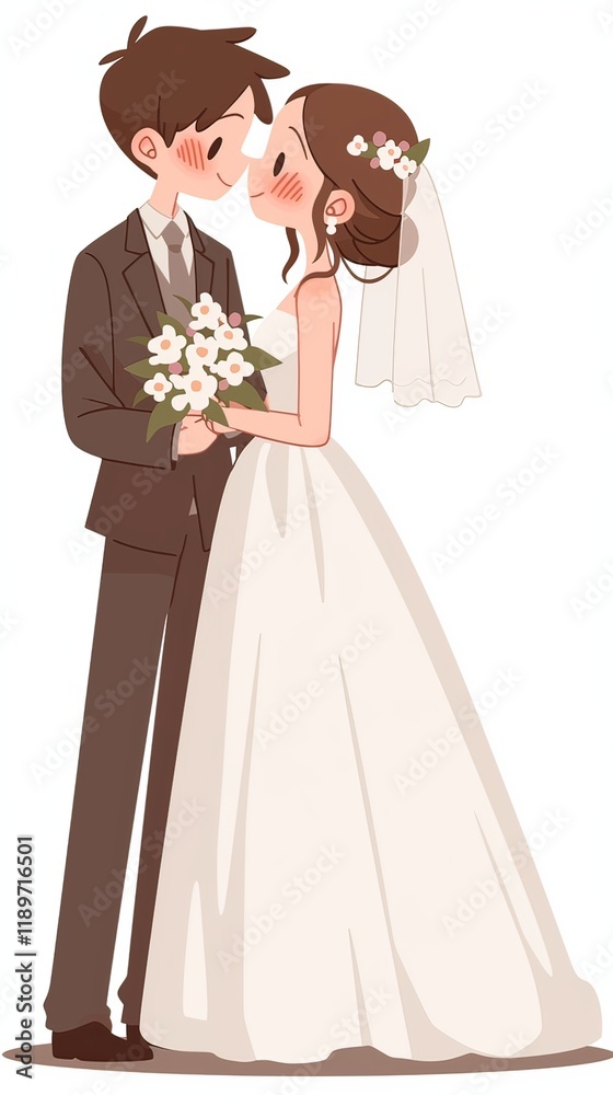 Simple cartoon drawing of a bride and groom in a sticker style, with a transparent background. Cute and minimal design perfect for wedding-themed use. Simple cartoon drawing of a bride and groom in a sticker style, with a transparent background. Cute and minimal design perfect for wedding-themed use.