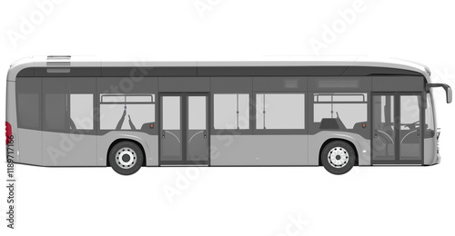 city bus isolated on white empty background