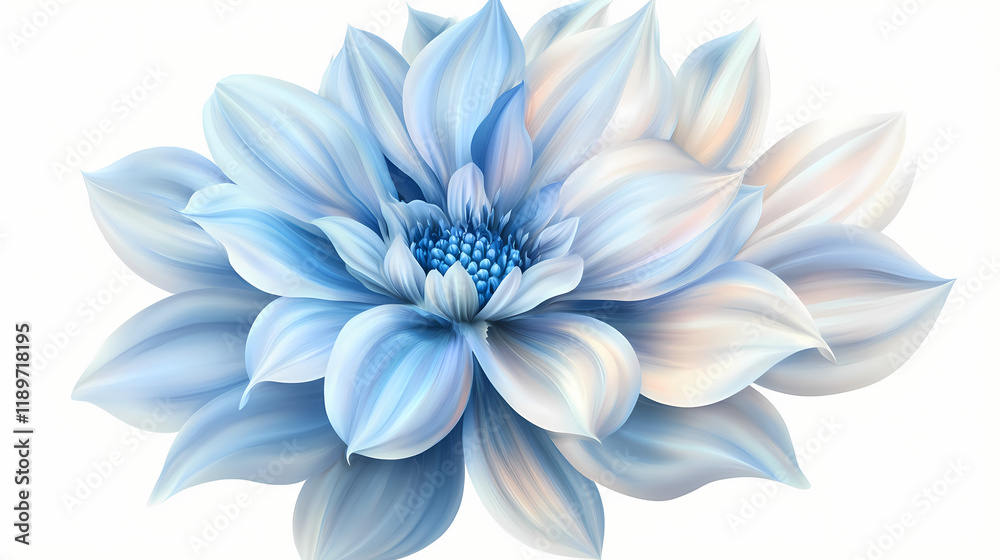 Fototapeta premium Close-up of a beautiful blue and white flower isolated on a white background, showcasing vibrant colors and delicate petals isolated on pngs transparent background. Seapearl. Illustration