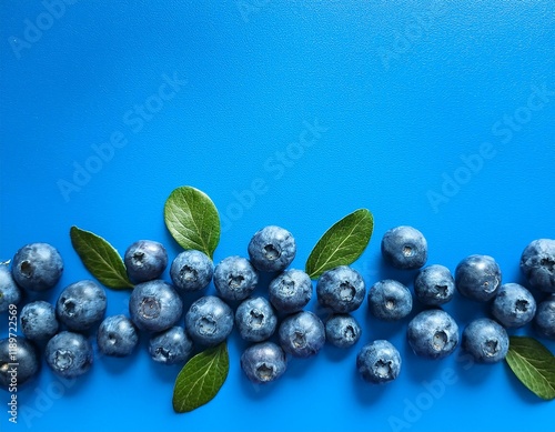 blueberries on a blue background