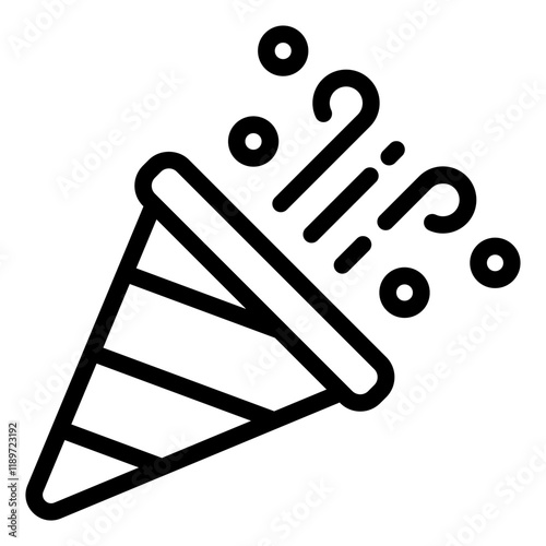 Party popper confetti outline icon perfect for celebrations and events