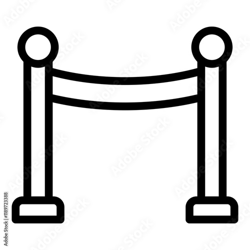 Barrier velvet rope with stanchion outline icon representing event organization and venue decor