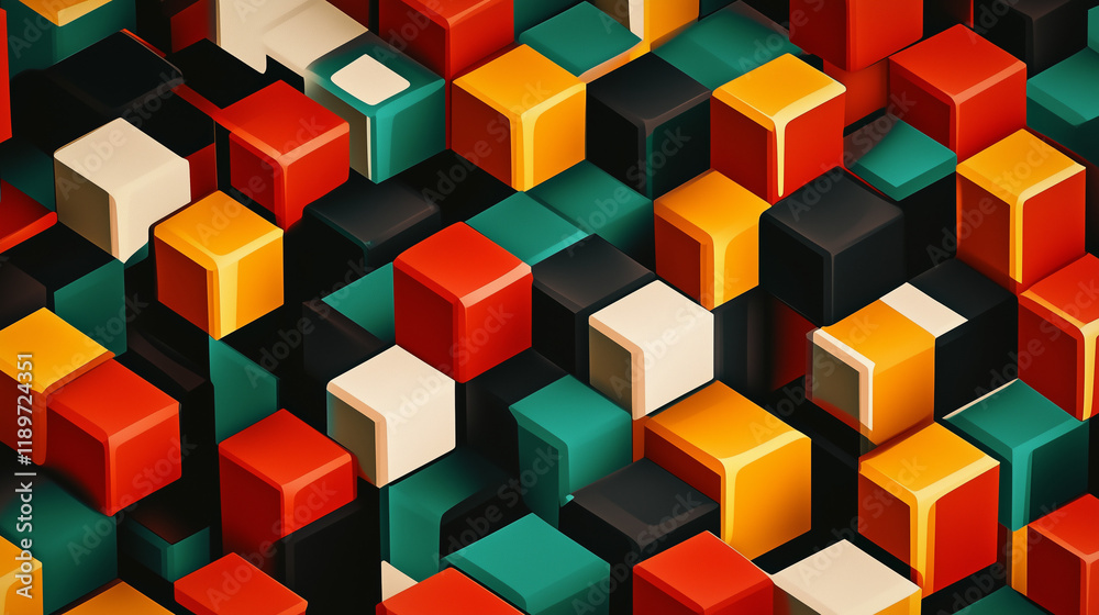 Obraz premium 3D colorful cubes in geometric abstract pattern