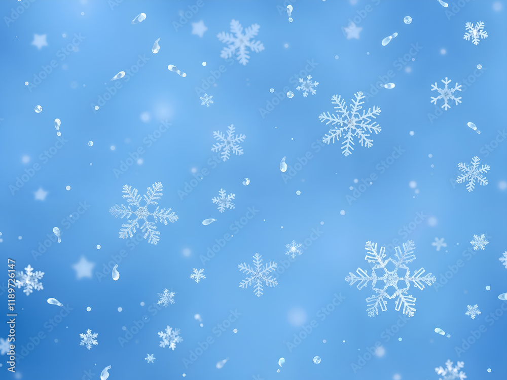 Stunning blue snowflakes scattered across a cool winter background, perfect for seasonal themes. Generative AI Stunning blue snowflakes scattered across a cool winter background, perfect for seasonal themes. Generative AI
