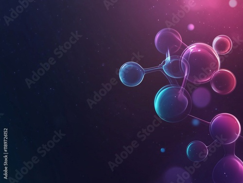 Abstract Science atoms and molecules. View of Human Genome Structure on Dark Background